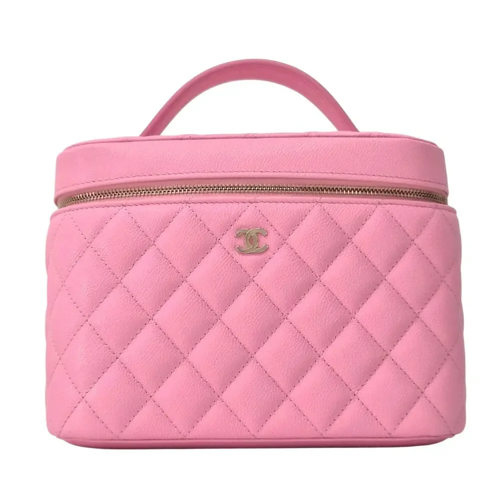 Chanel Caviar Quilted Large Vanity Bag with Mirror Pink NWT